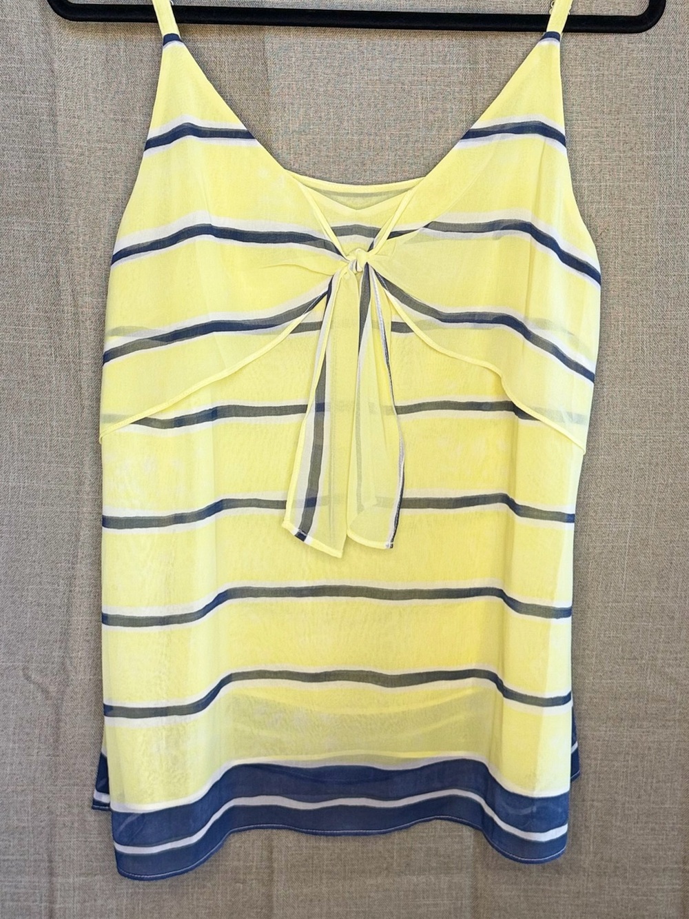 Cabi Riviera Lights Knot Cami Yellow Stripe NWT